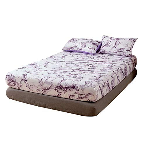 Details about   Microfiber Sheets Marble Pattern Fitted Sheet and Pillowcases Twin Queen King